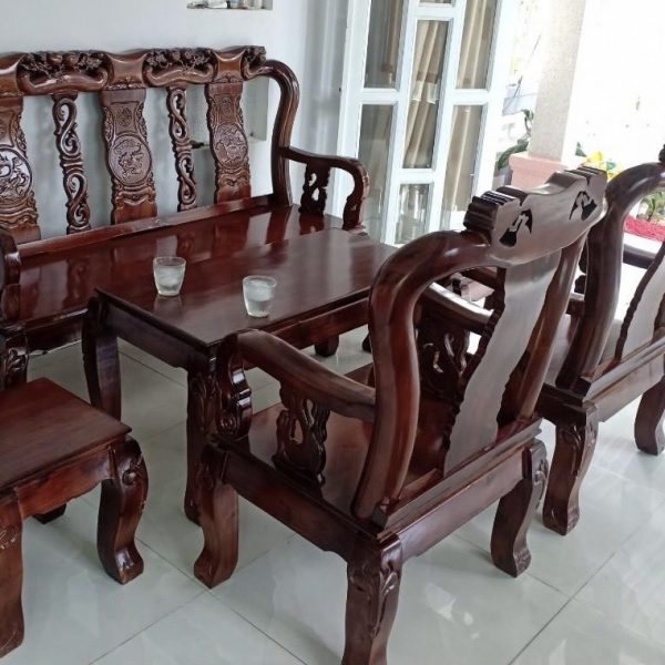 Salon gỗ tràm tay 10 chạm đào thanh lý giá rẻ SL09