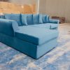Bộ sofa góc L xuất khẩu màu xanh bọc nỉ mới 100%