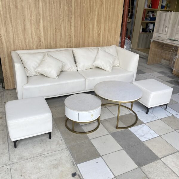 Thanh lý bộ sofa da tiếp khách có bàn đá mới 95%