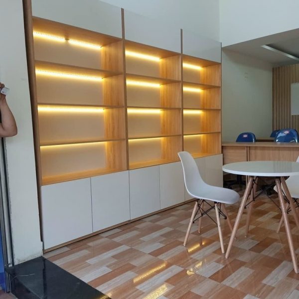 Kệ 3m6*2m gỗ MDF phủ melamin có đèn