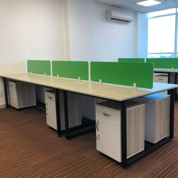 Thanh lý bàn cụm làm việc chân sắt 1M2 có hộc tủ