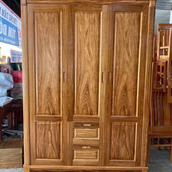 Tủ quần áo 3 cánh gỗ hương xám mới 99%