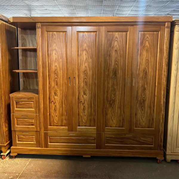 Thanh lý tủ quần áo gỗ hương xám liền kệ tồn kho