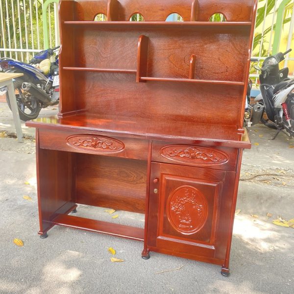 Bàn học sinh liền kệ gỗ xoan đào tự nhiên mới 95%
