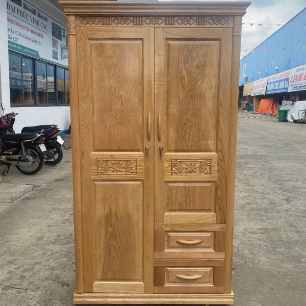 Thanh lý tủ quần áo 2 cánh gỗ sồi mới tồn kho TA043