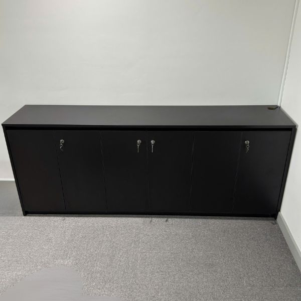 Tủ hồ sơ thấp 2m4 MDF màu xám trắng mới 95%