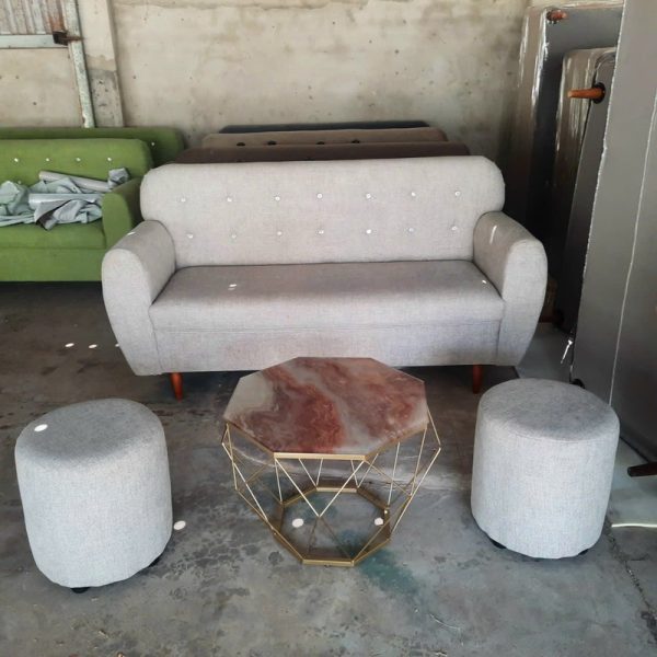 Bộ sofa tiếp khách bọc nỉ màu kem mới