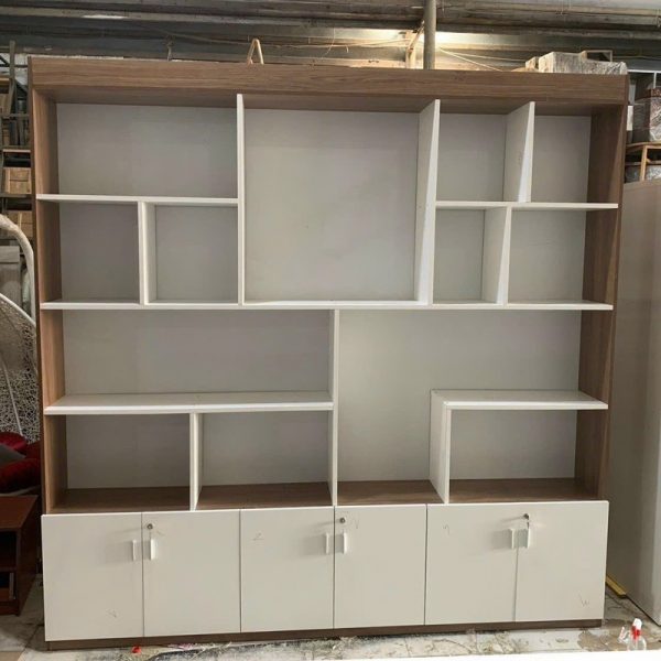 Kệ hồ sơ văn phòng 2m4*2m MDF màu xám trắng mới 99%