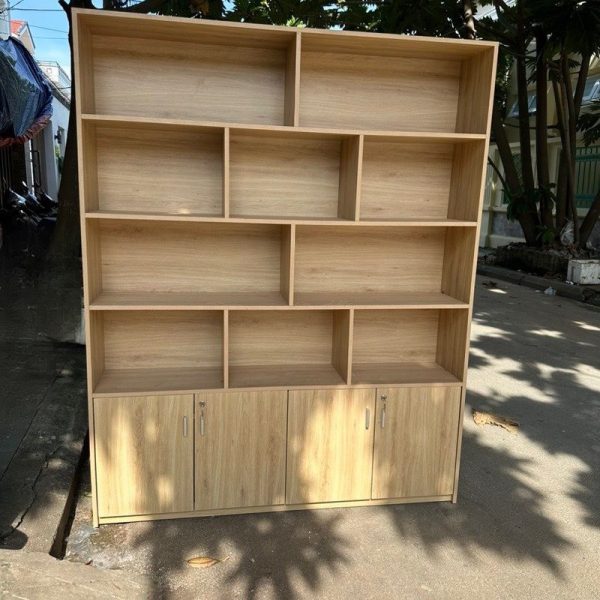 Tủ trưng bày 1m8 MDF màu vân gỗ đóng mới 100%