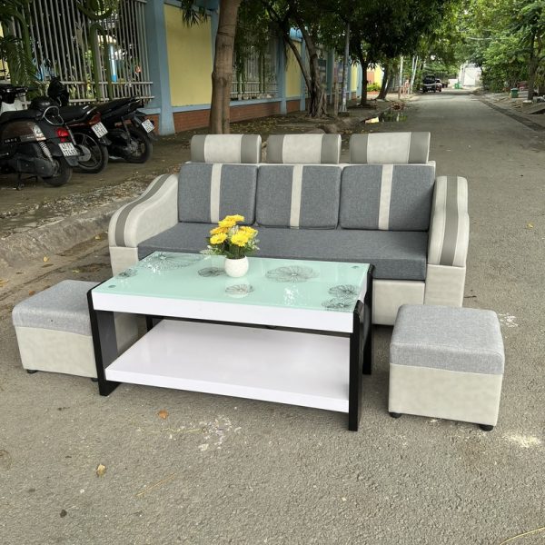 Bộ sofa 3 chỗ màu xám giá rẻ mới 99%