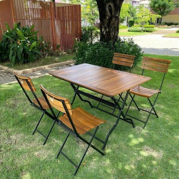 Bộ bàn ghế cafe xếp gỗ bàn 1m*60cm