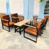 Bộ bàn ghế sofa cafe sắt tay ốp gỗ mới giá xưởng