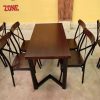 Bộ bàn ghế quán ăn chân sắt 1m4 mới 99%