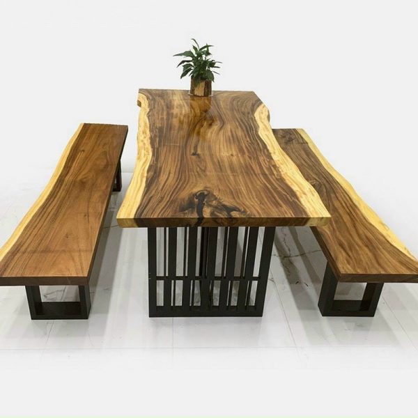 Bộ bàn ghế gỗ me tây nguyên tấm giá rẻ