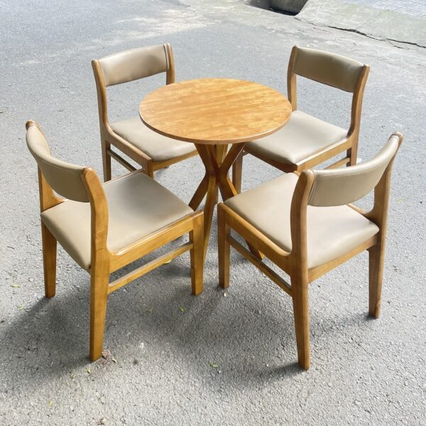 Thanh lý ghế cafe gỗ bela nệm nâu sang trọng