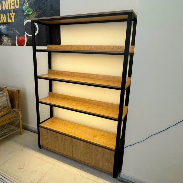 Kệ sắt trưng bày 1m2*1m8 có đèn led mới
