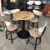 Bộ bàn ghế cafe chân sắt mặt gỗ