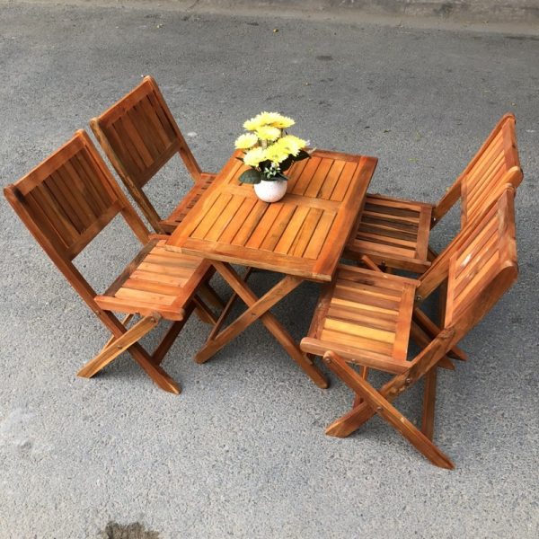 Bộ bàn ghế xếp gỗ tự nhiên tồn kho mới 100%