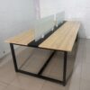 Bàn làm việc cụm 2m4 chân sắt mặt gỗ MFC