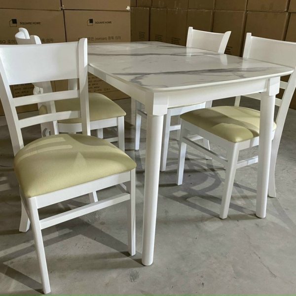 Bô bàn ăn cabin màu trắng vân đá mới giá xưởng