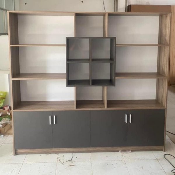 Thanh lý kệ 2m4*2m màu nâu gỗ MDF phủ melamin mới 99%