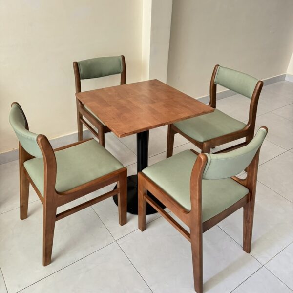 Ghế cafe gỗ Bela màu nâu nệm xanh mới 100%