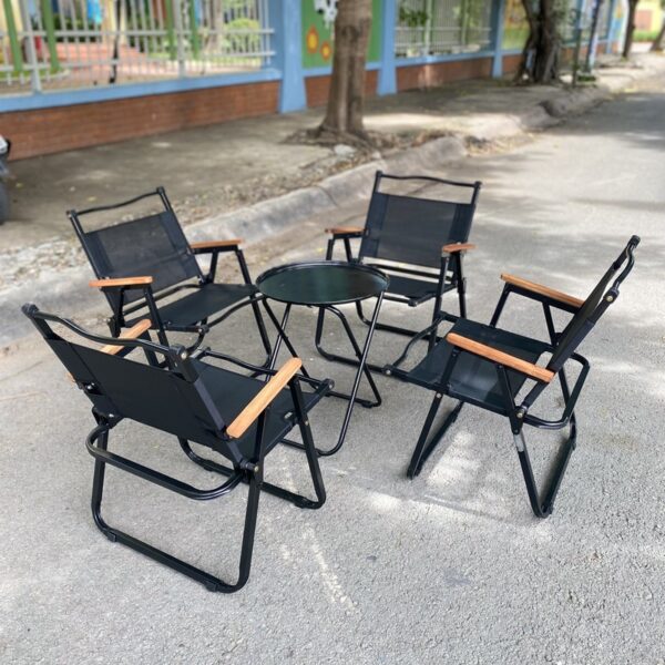 Ghế cafe xếp camping lưới màu đen tồn kho mới 99%
