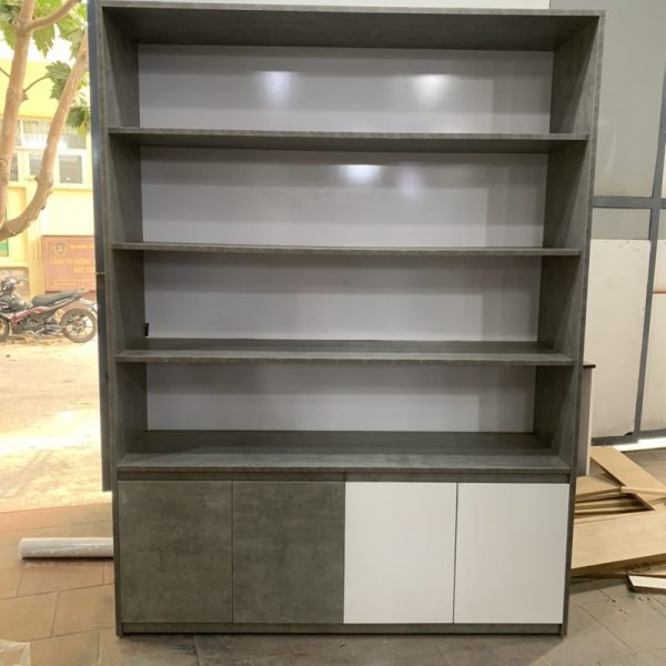 kệ trưng bày 1m6*2m màu xám xi măng mới