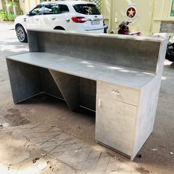 Quầy lễ tân 2m MDF màu xám xi măng mới 100%