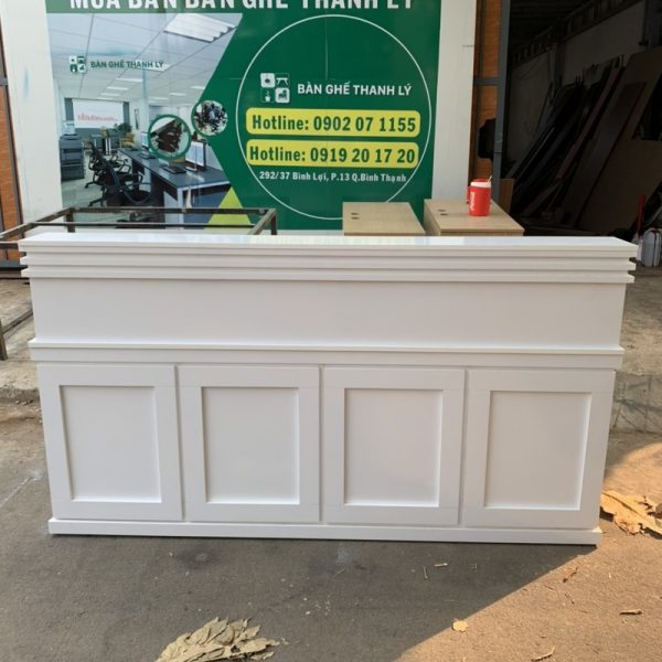 Quầy lễ tân 2m màu trắng gỗ MDF phủ melamin