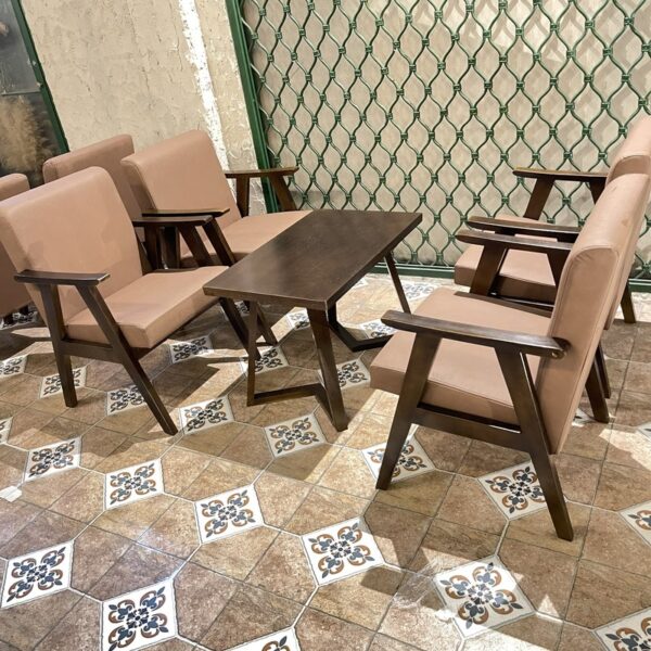 Bộ bàn ghế cafe sofa phòng lạnh màu nâu mới 99%