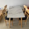 Bộ bàn ăn 4 ghế mặt trăng màu tự nhiên vân đá