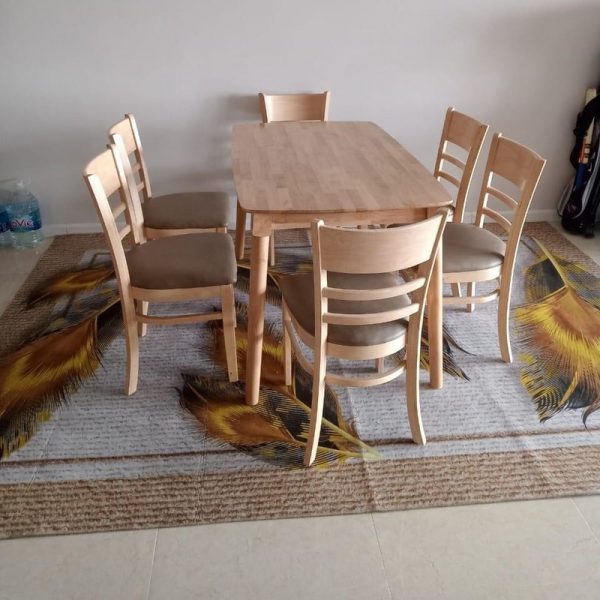 Bộ bàn ăn 6 ghế cabin màu tự nhiên mới 100%