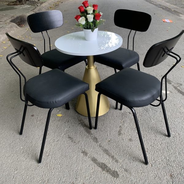 Ghế cafe sắt sân vườn có tựa lưng gỗ mới 99%