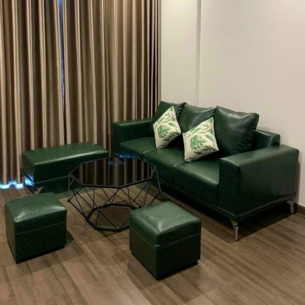 Bộ sofa gia đình cao cấp màu xanh lá mới 99%