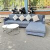 Thanh lý sofa bọc nhung màu xanh dương kèm bàn 95%