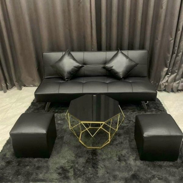 Combo bàn ghế sofa bed bọc da simili mới 99%