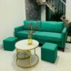 Thanh lý sofa bọc nhung màu xanh tồn kho mới 99%