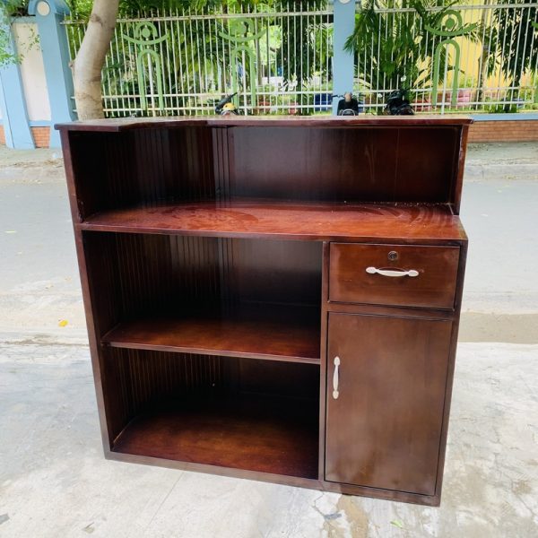 Quầy cafe 1m2 cong gỗ tự nhiên màu nâu mới 100%