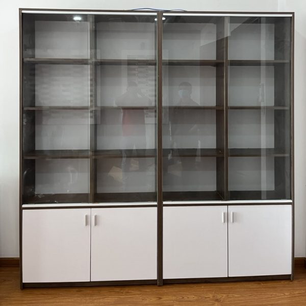 Thanh lý tủ trưng bày kính 2m*2m MDF phủ melamin