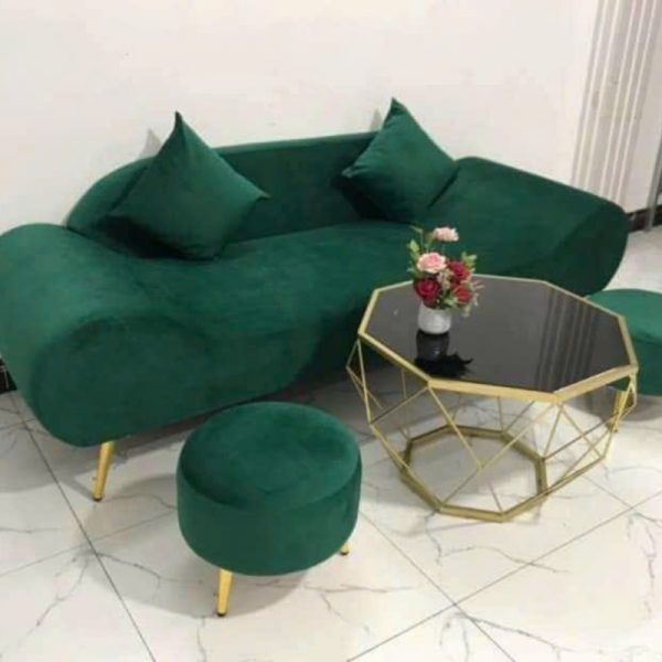 Thanh lý bộ sofa bọc nỉ nhung màu xanh lá mới 99%
