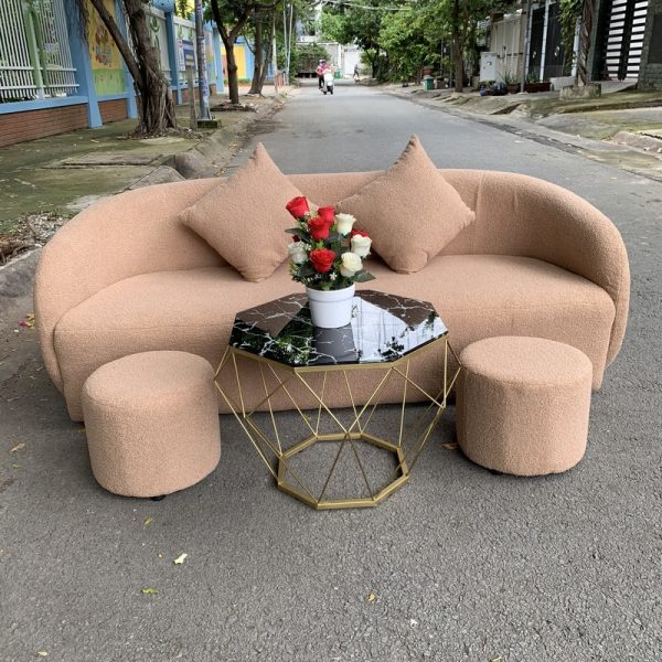 Bộ sofa hàn quốc bọc nỉ kèm bàn kim cương