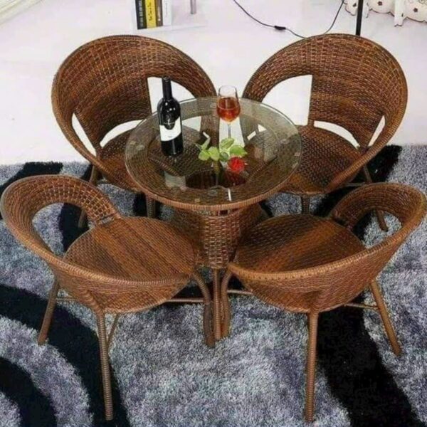 Bộ bàn ghế mây màu nâu tồn kho mới 99%