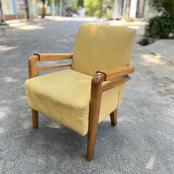 Thanh lý ghế sofa cafe bọc nỉ cao cấp tay gỗ