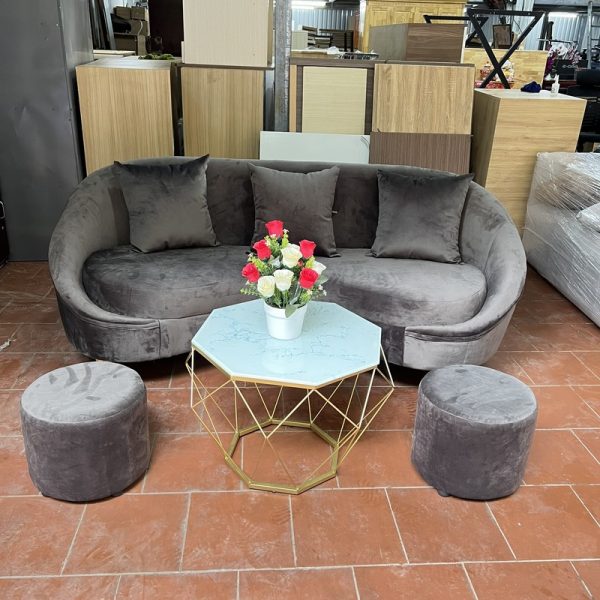 Bộ sofa bọc nhung màu xám cao cấp mới 100%