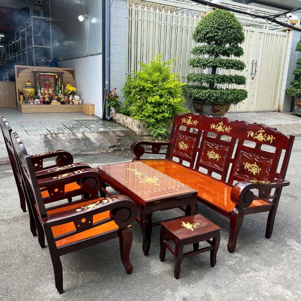 Thanh lý bộ salon gỗ cẩm lai xưa mới 98%