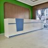 Quầy lễ tân 5m MDF màu trắng xanh mới 100%