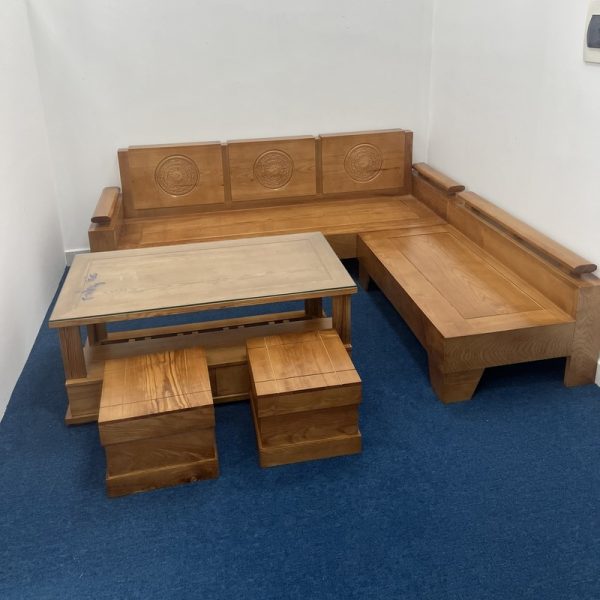 Thanh lý bộ salon gỗ sồi góc L tồn kho mới 100%