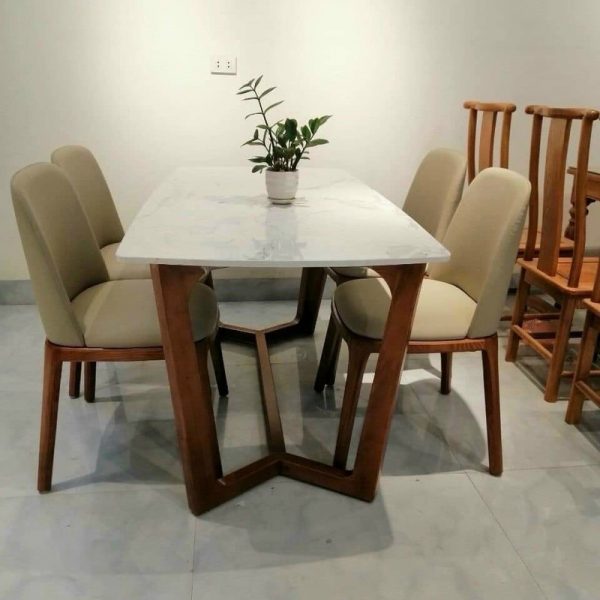 Bộ bàn ghế ăn 4 người mặt đá sang trọng