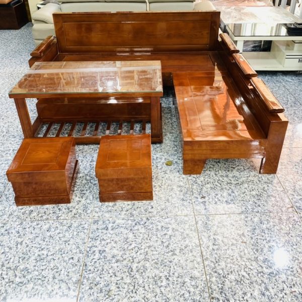 Bộ salon gỗ sồi góc L tồn kho xuất khẩu mới 100%